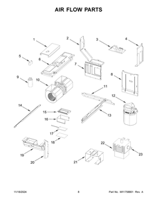 05 - Air Flow Parts Diagram and Parts List for KMLS311HBS10  Whirlpool Microwave