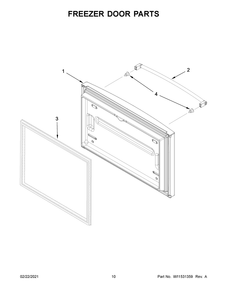 Freezer Door Parts Diagram and Parts List for KRFC300EWH04  Whirlpool Refrigerator