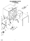 TUB ASSEMBLY PARTS Diagram and Parts List for DP840SWPX0  Whirlpool Dishwasher