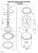 AGITATOR, BASKET AND TUB PARTS Diagram and Parts List for RTW4300SQ0  Roper Washer