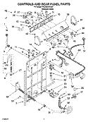 CONTROLS AND REAR PANEL PARTS Diagram and Parts List for 7MLSQ8543JQ7  Whirlpool Washer