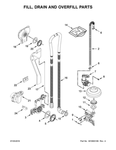 Fill, Drain And Overfill Parts Diagram and Parts List for KDTM384ESS1  KitchenAid Dishwasher
