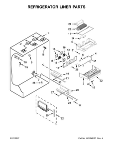 Refrigerator Liner Parts Diagram and Parts List for KBBL206ESS01  KitchenAid Refrigerator