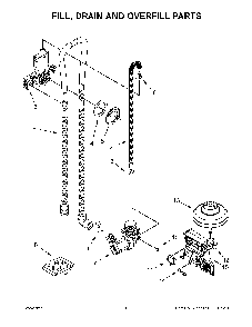 Fill, drain and overfill parts Diagram and Parts List for WDF520PADM8  Whirlpool Dishwasher