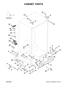 Cabinet Parts Diagram and Parts List for WRS315SDHB02  Whirlpool Refrigerator