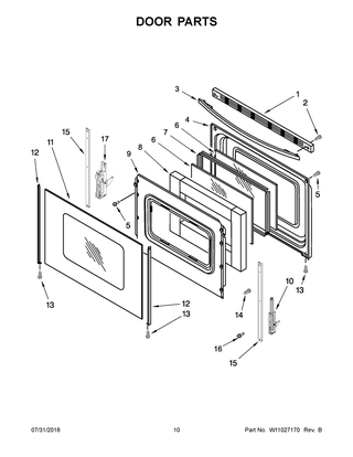 Door Parts Diagram and Parts List for IGS426AS2  Whirlpool Range