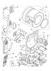 Dryer Bulkhead Parts Diagram and Parts List for 11088732794  Kenmore Washer Dryer Combo