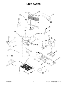 Unit Parts Diagram and Parts List for KRFC302EBS08  KitchenAid Refrigerator