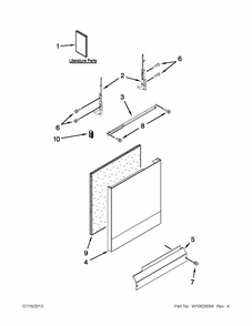 Door And Panel Parts Diagram and Parts List for 66513073K213  Kenmore Dishwasher