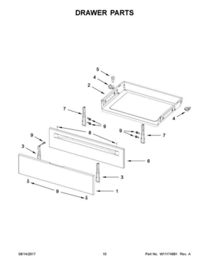 06 - Drawer Parts Diagram and Parts List for WFE505W0HB0  Whirlpool Range