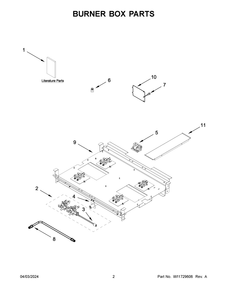 Burner Box Parts Diagram and Parts List for KFDC500JBK03  KitchenAid Range