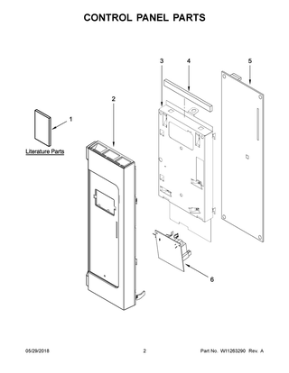 Control Panel Parts Diagram and Parts List for IMH205FS2  Whirlpool Microwave