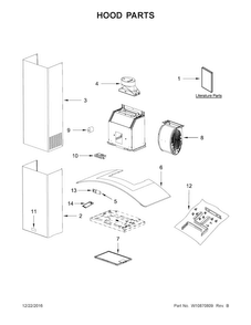 Hood Parts Diagram and Parts List for GXW6536DXS3  Whirlpool Range Hood
