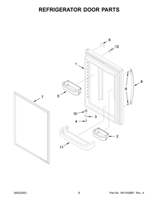 Refrigerator Door Parts Diagram and Parts List for WRB329DMBB03  Whirlpool Refrigerator