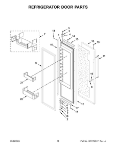 09 - Refrigerator Door Parts Diagram and Parts List for KBSD708MSS01  Whirlpool Refrigerator