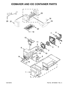 Icemaker And Ice Container Parts Diagram and Parts List for WRF555SDHV00  Whirlpool Refrigerator