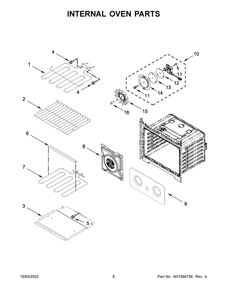 Internal Oven Parts Diagram and Parts List for WOES5930LZ01  Whirlpool Wall Oven