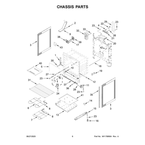 Chassis Parts Diagram and Parts List for YWFES4530SS0  Whirlpool Range