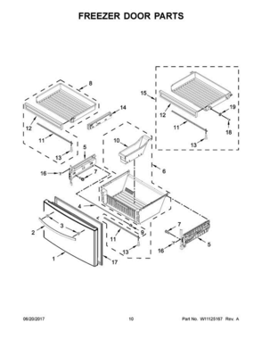 06 - Freezer Door Parts Diagram and Parts List for WRX986SIHZ00  Whirlpool Refrigerator