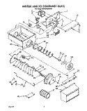 MOTOR AND ICE CONTAINER Diagram and Parts List for 3ED25RQXXW00  Whirlpool Refrigerator