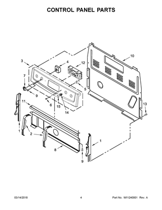 Control Panel Parts Diagram and Parts List for WFE540H0ES2  Whirlpool Range