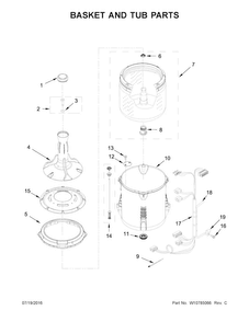 Basket And Tub Parts Diagram and Parts List for ITW4671EW0  Inglis Washer