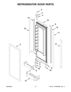 Refrigerator Door Parts Diagram and Parts List for KBFN506EPA05  KitchenAid Refrigerator