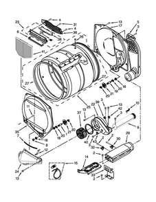 Upper And Lower Bulkhead Parts Diagram and Parts List for CSP2860TQ0  Whirlpool Dryer