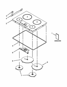 Cooktop Parts Diagram and Parts List for ICI500XB01  Whirlpool Cooktop
