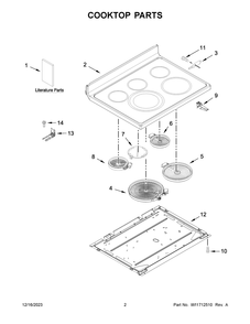 Cooktop Parts Diagram and Parts List for YKFEG500ESS8  KitchenAid Range