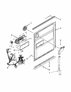 Inner Door Parts Diagram and Parts List for 66513409N410  Kenmore Dishwasher