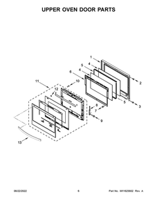 Upper Oven Door Parts 1 Diagram and Parts List for WOD77EC7HS20  Whirlpool Wall Oven