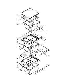 Refrigerator Shelf Parts Diagram and Parts List for WRS3L5FNDM00  Whirlpool Refrigerator