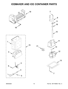 06 - Icemaker And Ice Container Parts Diagram and Parts List for KBSD702MPS01  Whirlpool Refrigerator