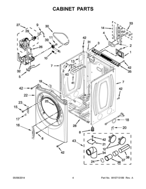 03 - CABINET PARTS Diagram and Parts List for YWED95HEDW0  Whirlpool Dryer