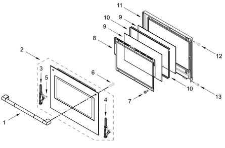 Upper Oven Door Parts Diagram and Parts List for JOEDC330RL00  Whirlpool Wall Oven