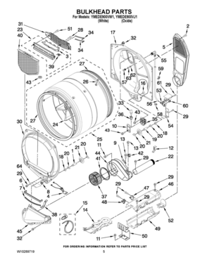 03 - BULKHEAD PARTS Diagram and Parts List for YMEDE900VJ1  Whirlpool Dryer