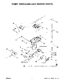 Pump, Washarm And Motor Parts Diagram and Parts List for KDTM704LPA1  KitchenAid Dishwasher