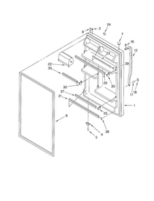 Refrigerator Door Diagram and Parts List for RT18AKXKQ07  Roper Refrigerator