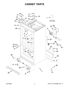 Cabinet Parts Diagram and Parts List for WRF757SDHZ01  Whirlpool Refrigerator