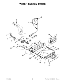 Water System Parts Diagram and Parts List for BNF15ASANA1  Whirlpool Washer