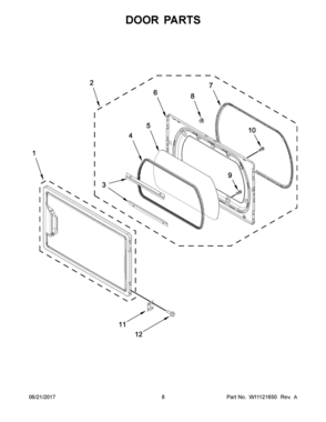 05 - DOOR PARTS Diagram and Parts List for YWED7500GC0  Whirlpool Washer