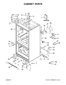 Cabinet Parts Diagram and Parts List for KFIV29PCMS02  KitchenAid Refrigerator