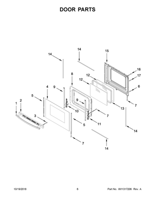 Door Parts Diagram and Parts List for YIES790GS0  Whirlpool Range