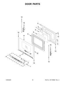 Door Parts Diagram and Parts List for WFG535S0LZ5  Whirlpool Range