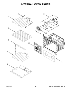 Internal Oven Parts Diagram and Parts List for WOEC5030LB01  Whirlpool Microwave Oven Combo