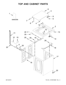 Top And Cabinet Parts Diagram and Parts List for 1105142511  Kenmore Washer