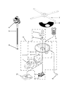 Pump, Washarm And Motor Parts Diagram and Parts List for KDTE104DSS1  KitchenAid Dishwasher