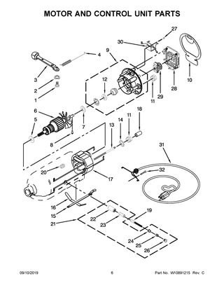 Motor And Control Unit Parts Diagram and Parts List for 5KSM125BBM4  Whirlpool Mixer