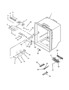 Refrigerator Liner Parts Diagram and Parts List for KRFC300ESS00  KitchenAid Refrigerator
